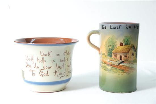 Appraisal: TWO PIECES OF TORQUAY A large handled mug with a