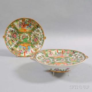 Appraisal: Two Rose Medallion Export Porcelain Hot Water Plates China th