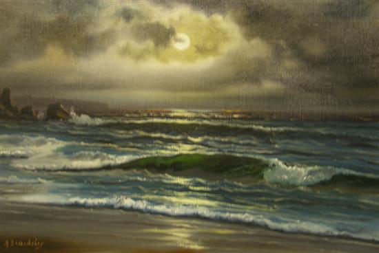 Appraisal: Arnold Beardsley sea at moonlight oil on canvas signed h