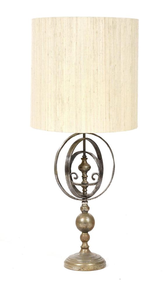 Appraisal: TABLE LAMP modern Iron and brass Shaft in the shape