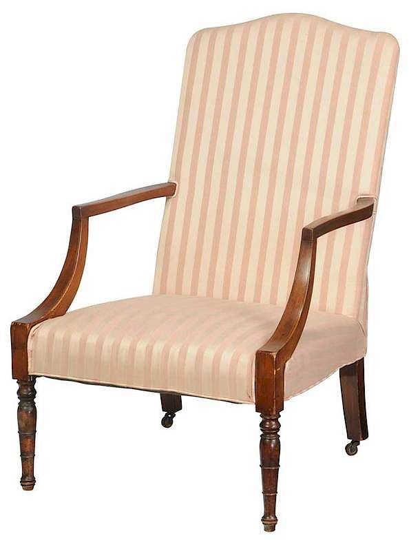 Appraisal: Federal Mahogany Lolling Chair British American early th century arched