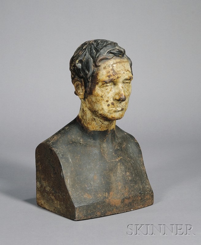 Appraisal: Cast Iron Bust of a Man America th century with