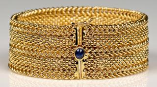 Appraisal: K Italian Link Bracelet k yellow gold wide mesh link