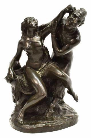 Appraisal: Cast bronze sculpture Nymph and Satyr after the original by