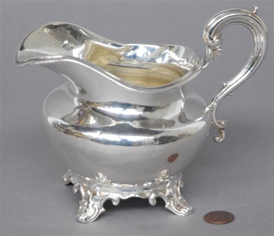 Appraisal: ENGLISH STERLING GRAVY BOAT Hallmarked H Gar to spout Troy