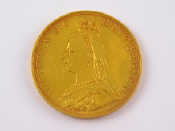 Appraisal: A Queen Victoria gold five pounds coin jubilee head approx