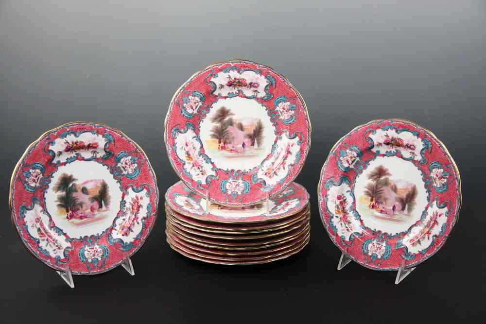 Appraisal: LUNCHEON PLATES - Set of twelve polychrome scenic plates with