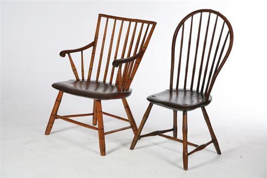 Appraisal: TWO WINDSOR CHAIRS Both American early th century mixed woods