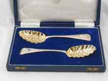 Appraisal: A boxed pair of bottom marked silver table spoons circa