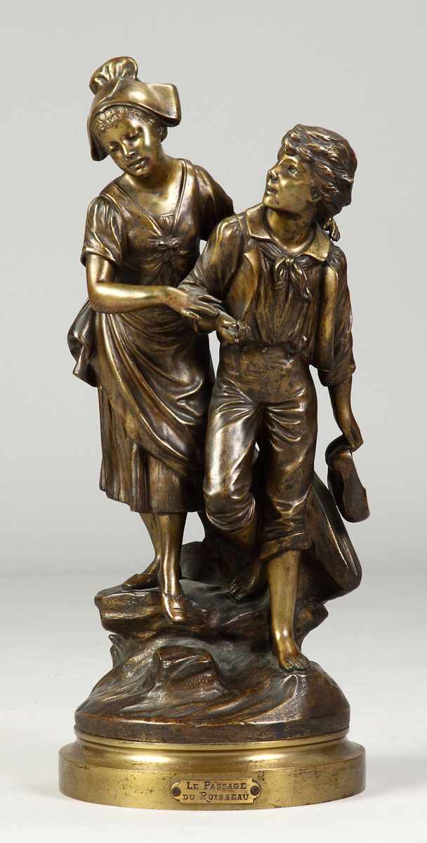 Appraisal: Rene Charles Masse French - ''Le Passage du Ruisseau'' Bronze