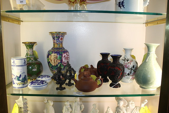 Appraisal: A COLLECTION OF PIECES to include two cloisonne vases a