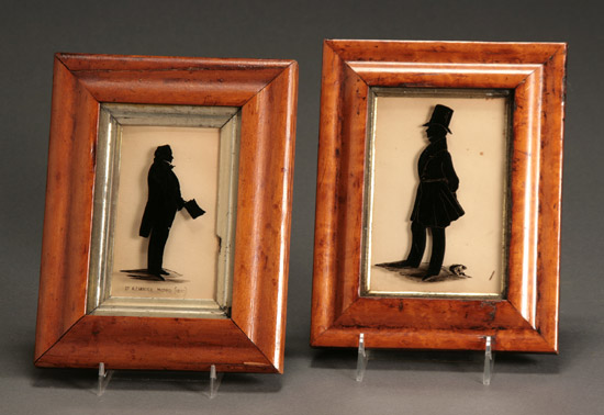 Appraisal: Two Reverse Painted Glass Silhouette Portraits American or English th