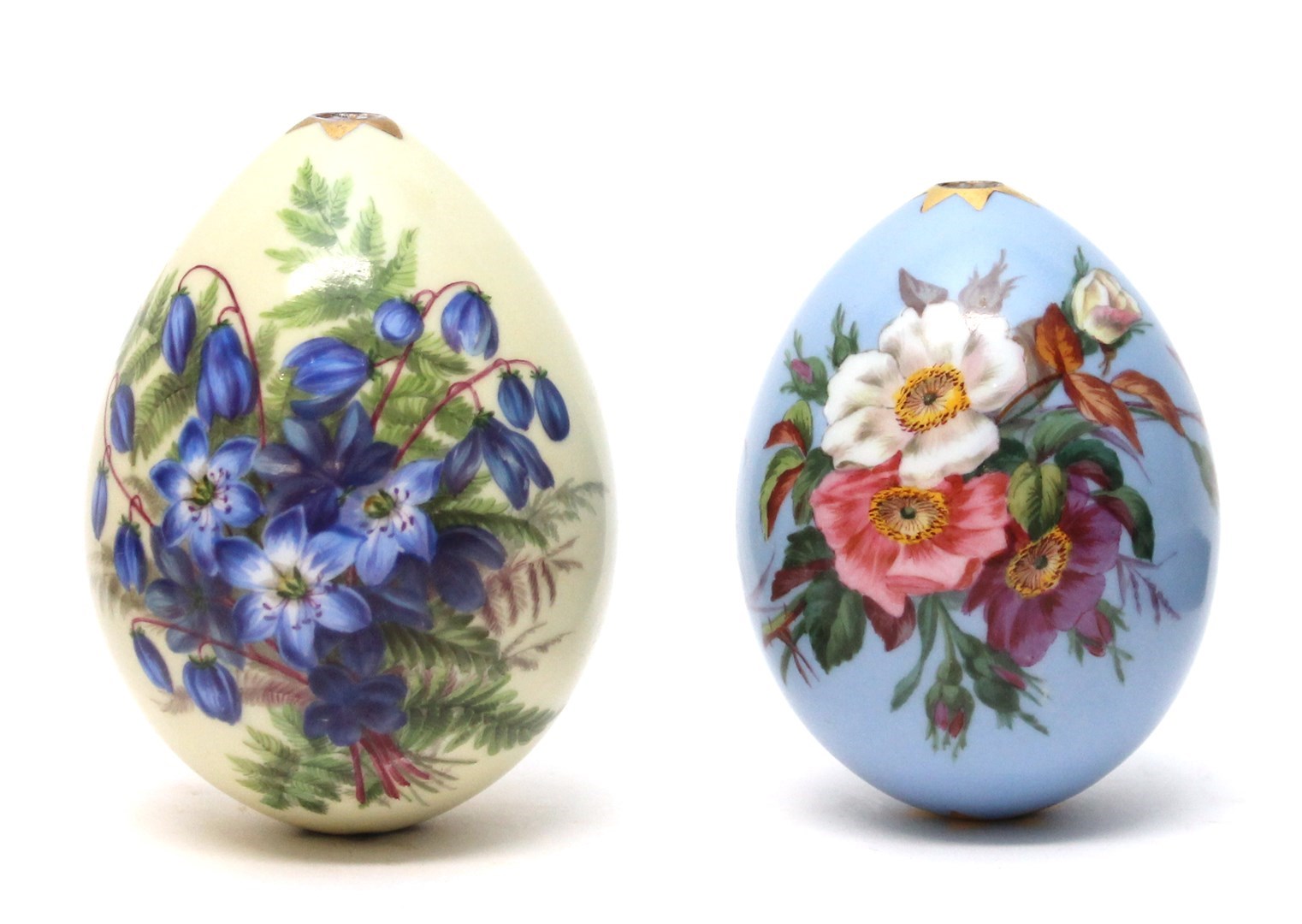 Appraisal: Two Russian porcelain Easter eggs by the Imperial Porcelain Factory