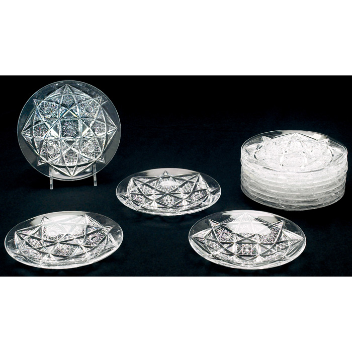 Appraisal: Libbey plates set of twelve cut hobstar designs dia