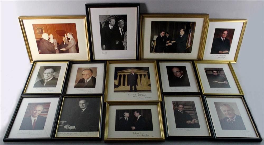 Appraisal: FOURTEEN FRAMED PHOTOGRAPHS OF SUPREME COURT JUSTICES INSCRIBED TO FRANK