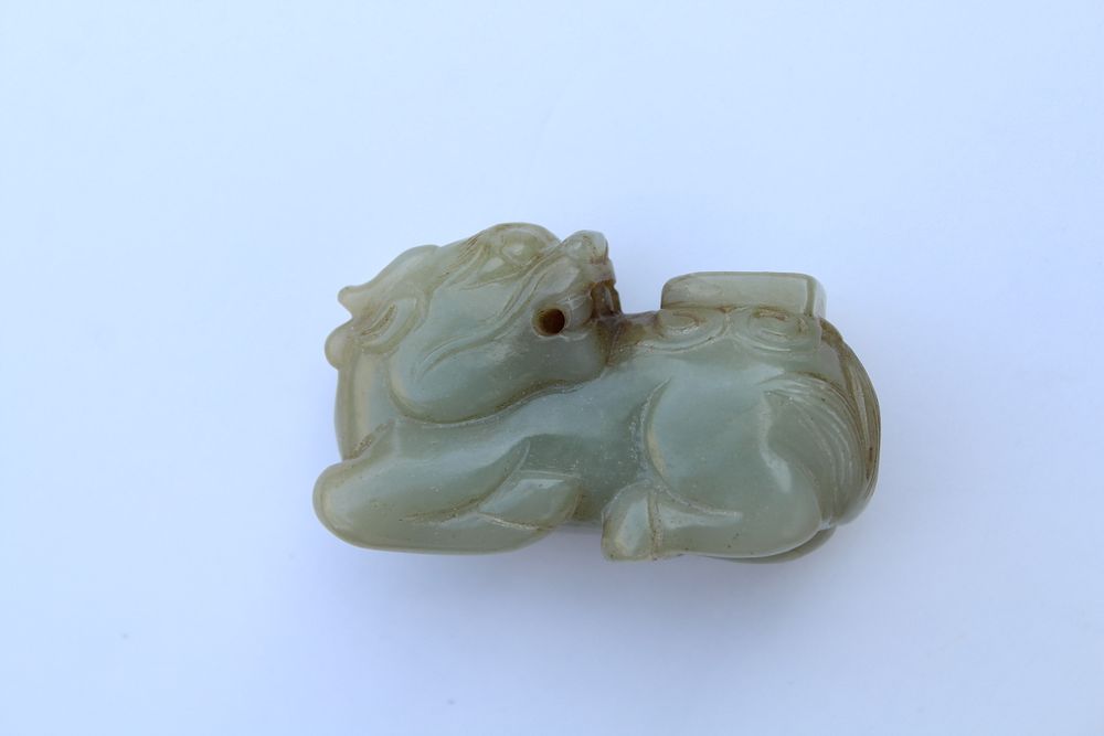 Appraisal: Carved Chinese Jade Figural Pendant Carved Chinese Jade Figural Pendant