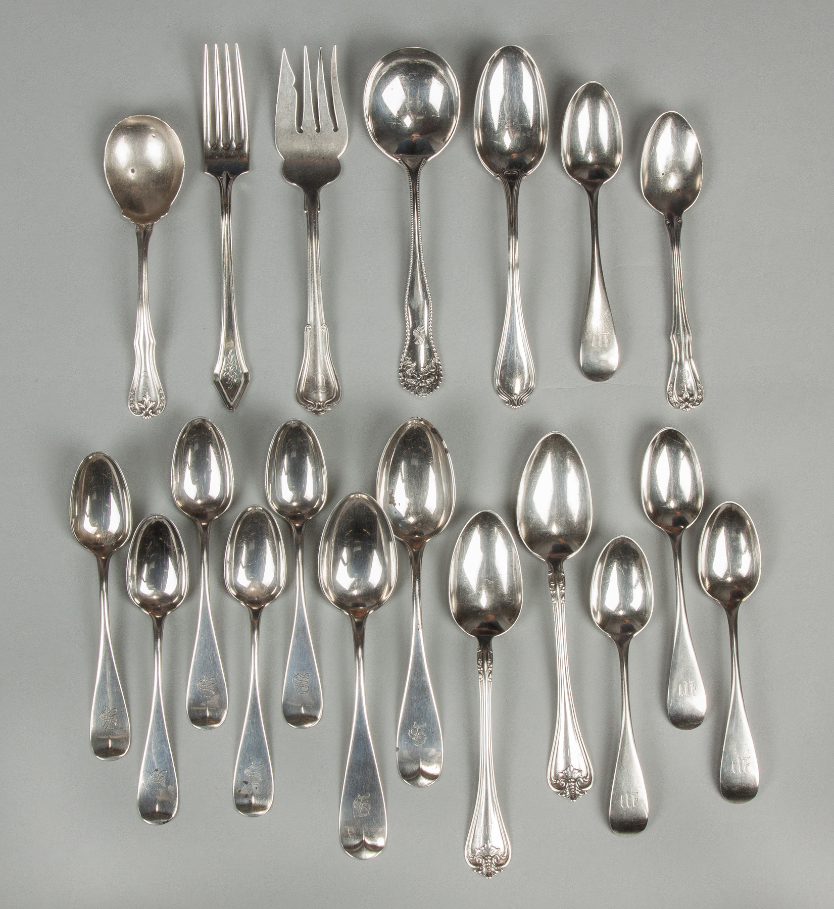 Appraisal: Large Group of Sterling Coin Silver Flatware Sterling Silver pieces