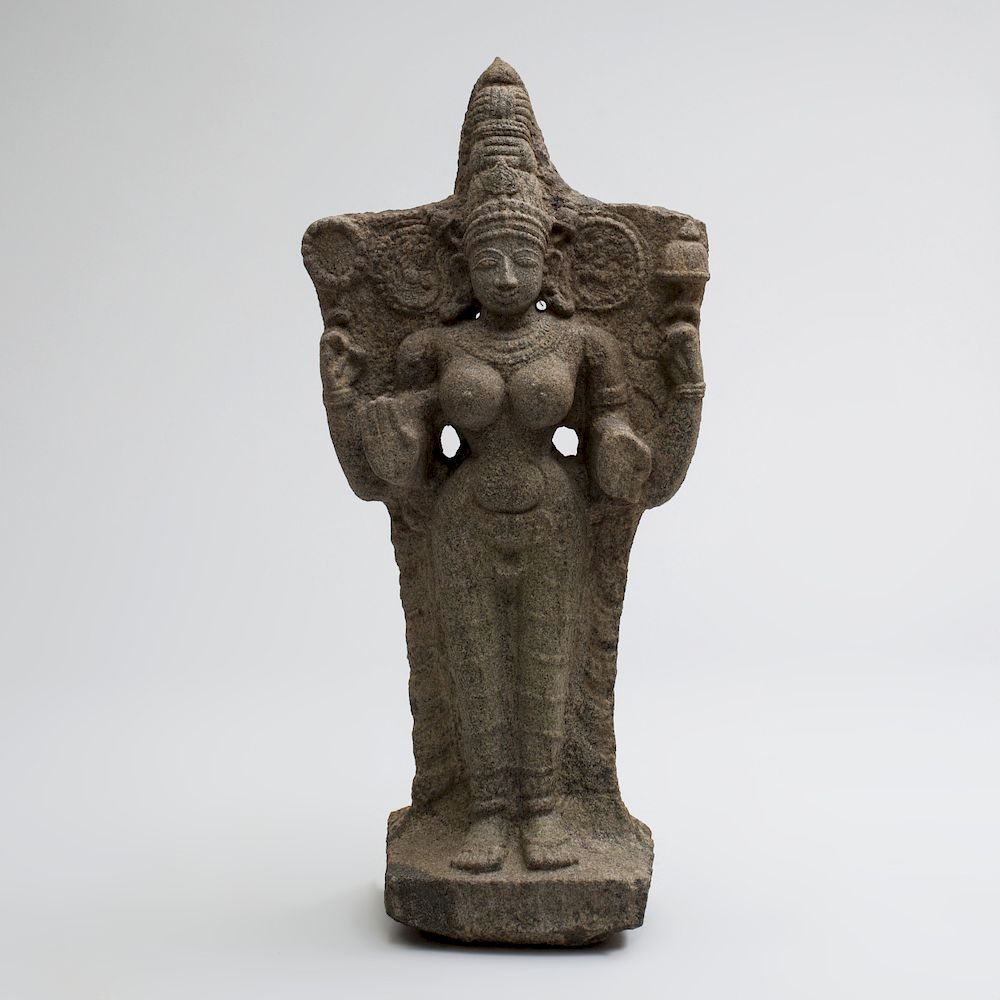 Appraisal: Indian Grey Granite Figure of Durga x x in Condition