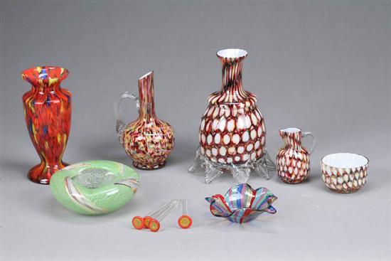 Appraisal: ELEVEN PIECES OF GLASS End of day style Four with