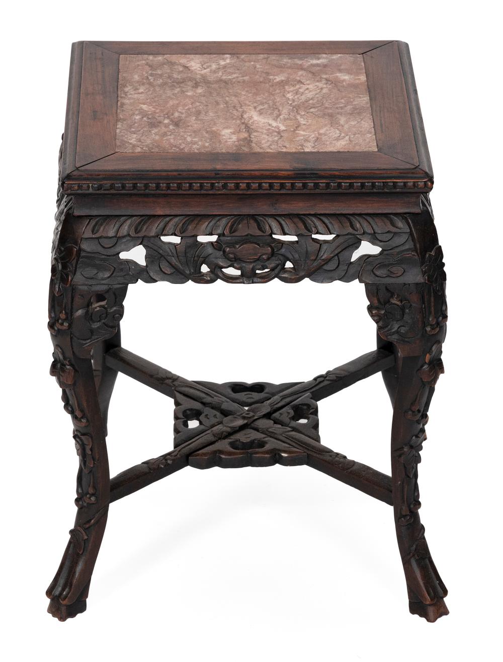 Appraisal: CHINESE STAND WITH ROUGE MARBLE TOP HEIGHT TOP X CHINESE