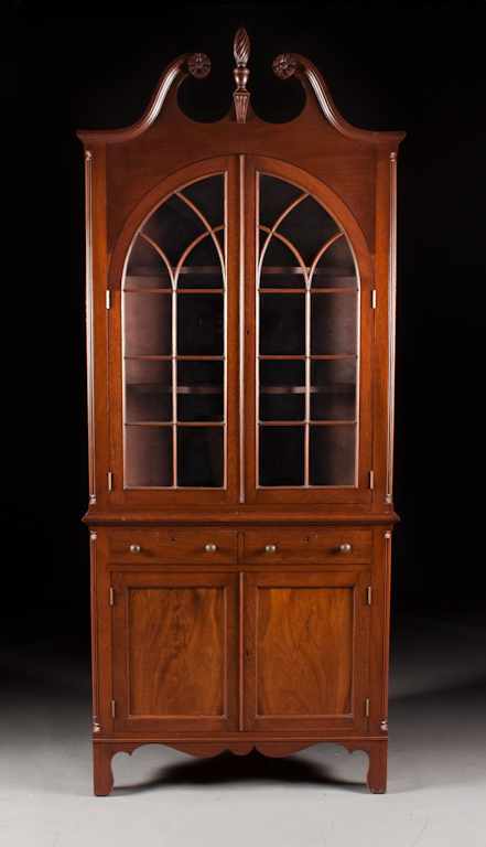 Appraisal: Cabinet Made Federal style mahogany and glazed panel door corner