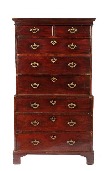 Appraisal: A George III mahogany chest on chest losses height ft