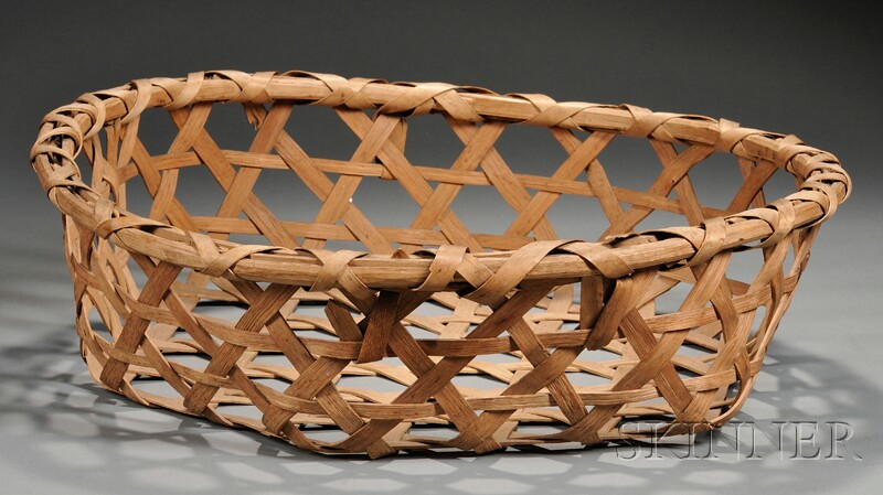 Appraisal: Large Round Woven Splint Cheese Basket America th century ht