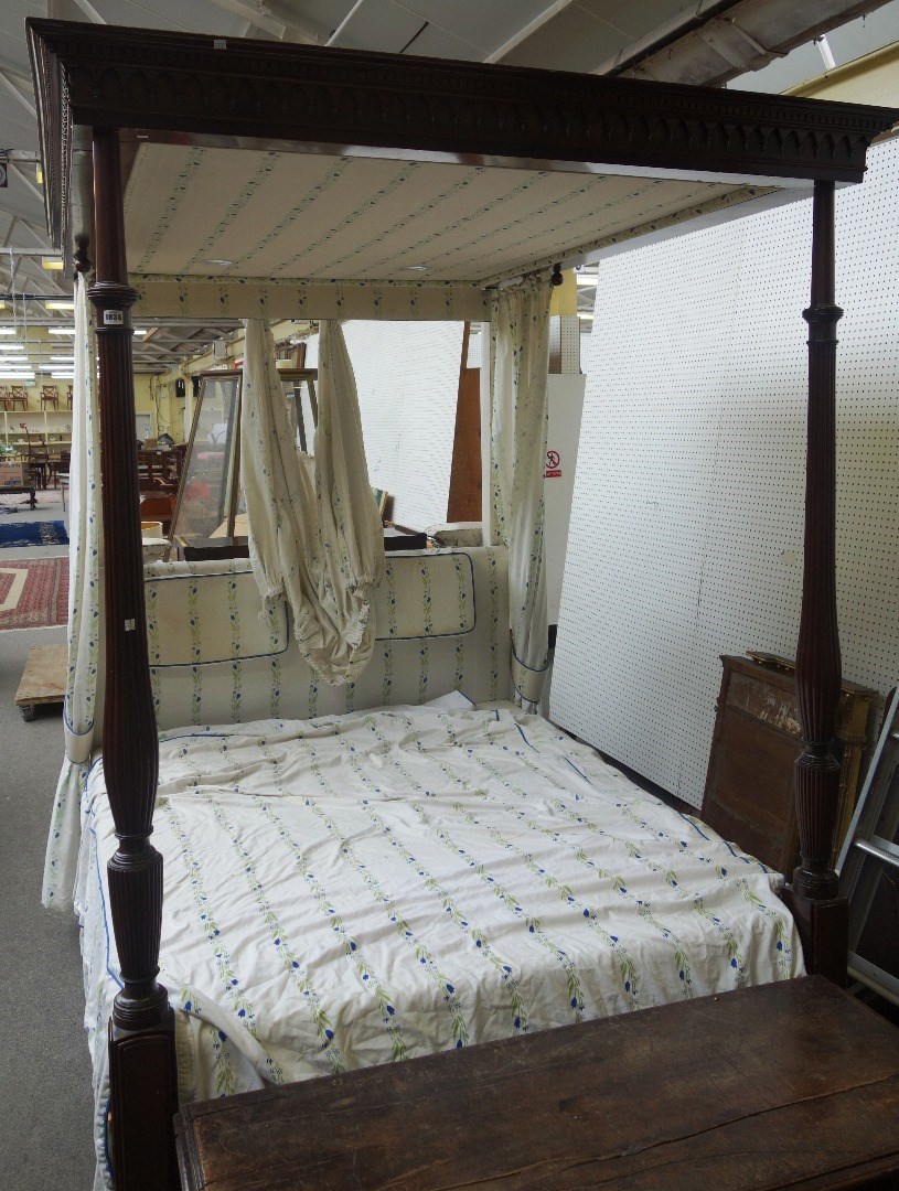 Appraisal: A th century mahogany four poster bed the canopy with