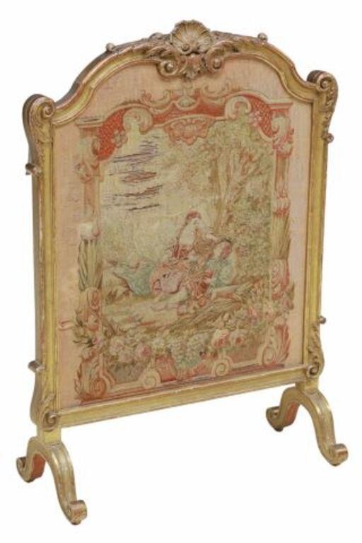 Appraisal: French Louis XV style parcel gilt framed fire screen late