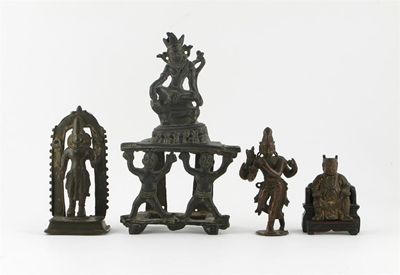 Appraisal: An Indian copper figure of Venugopala and three further bronze