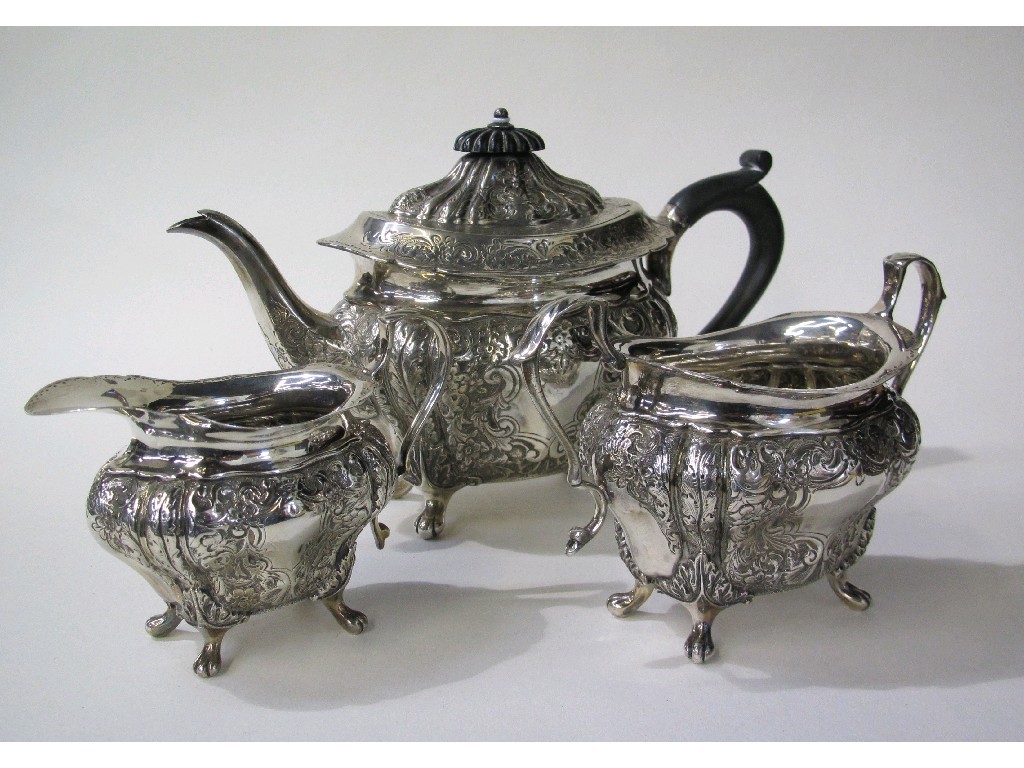 Appraisal: Victorian silver bachelor's three piece silver tea service oz Sheffield