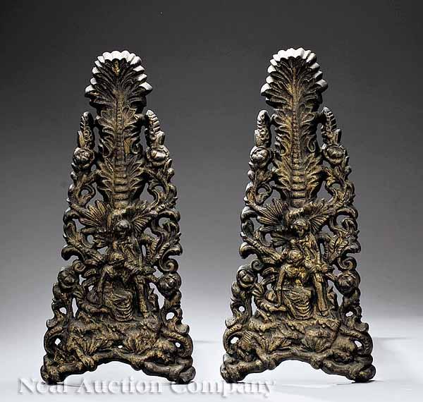 Appraisal: A Pair of Cast Iron Andirons mid- th c J