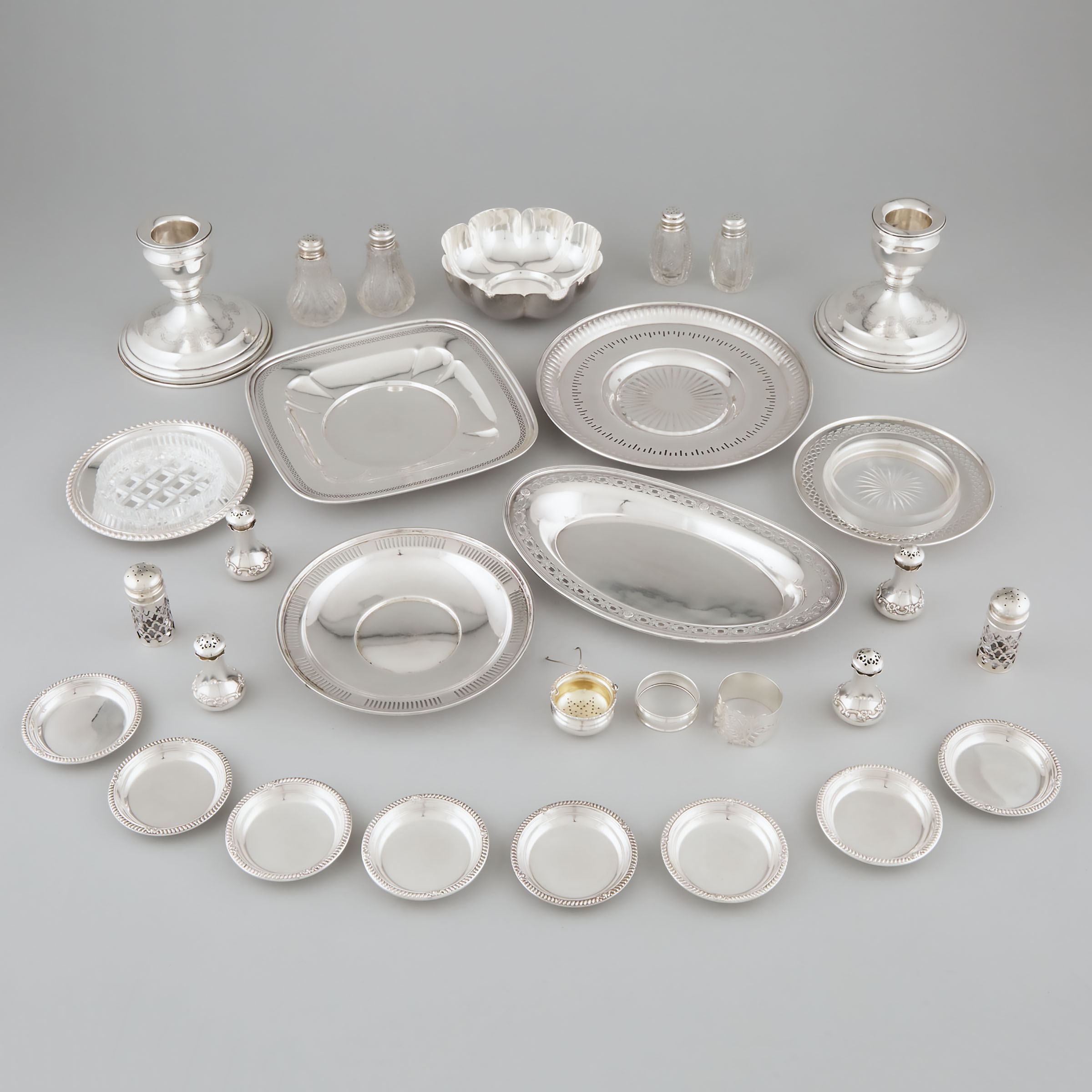 Appraisal: Group of North American Silver th century comprising pierced dishes