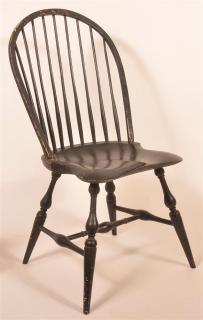 Appraisal: Reproduction Windsor Bow-Back Sidechair Signed C R B Nine spindle-back