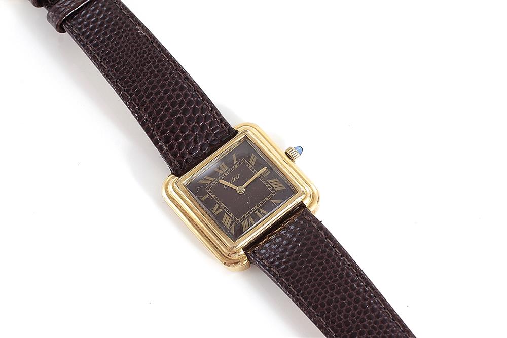 Appraisal: Cartier wristwatch -jewel movement K gold-plated case marked with Hirsch