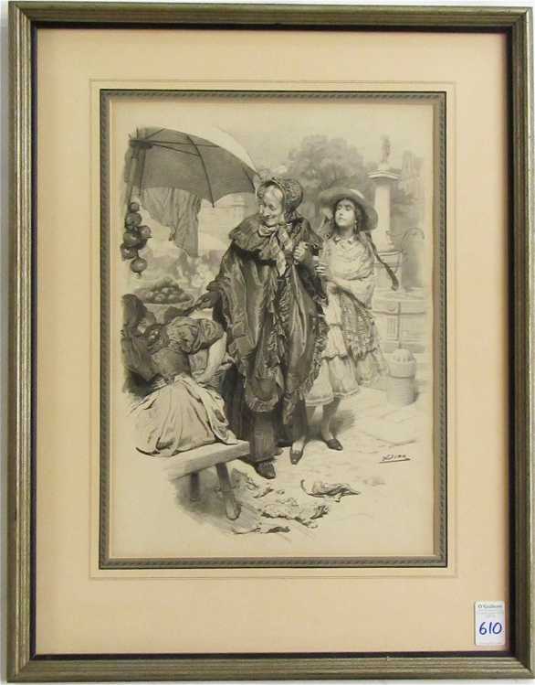 Appraisal: FRANZ XAVER SIMM INK AND WASH ON PAPER Austria -