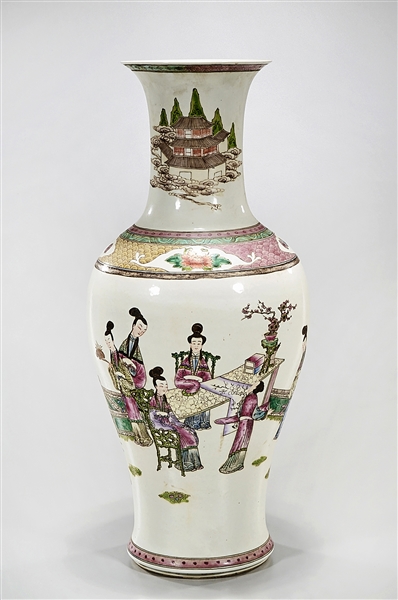 Appraisal: Tall Chinese enameled porcelain vase depicting beauties x approx Condition