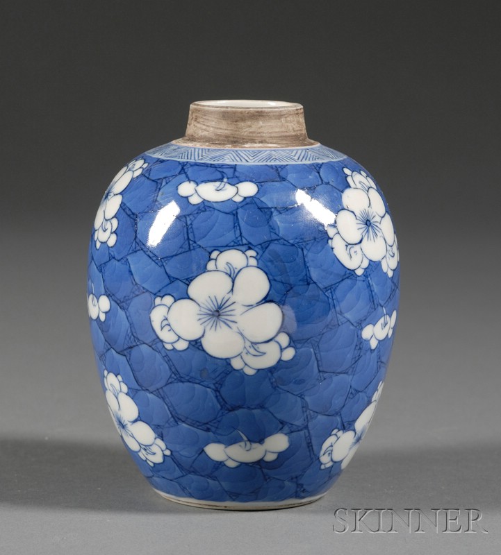 Appraisal: Porcelain Jar China K'ang Hsi period - oviform blue decoration