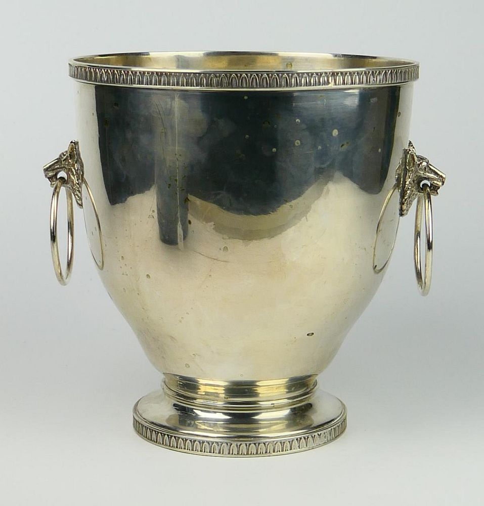 Appraisal: MID CENTURY ITALIAN SILVER CHAMPAGNE BUCKET Traditional style with round