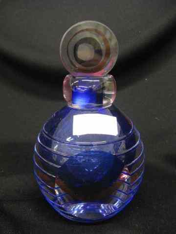 Appraisal: Art Glass Perfume Bottle cranberry cobalt internal decoration threaded panel