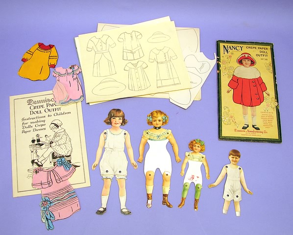 Appraisal: Lot Dennison's Crepe Paper Doll outfit dolls instructions patterns uncut