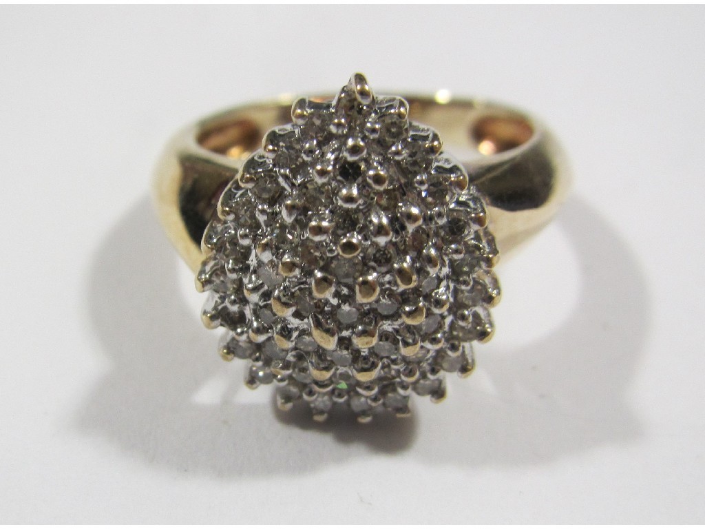 Appraisal: Nine carat gold diamond cluster ring with numerous brilliant cut