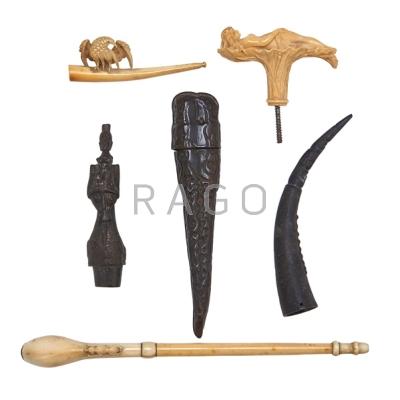 Appraisal: IVORY AND CARVED ACCESSORIES Five items th th c opium