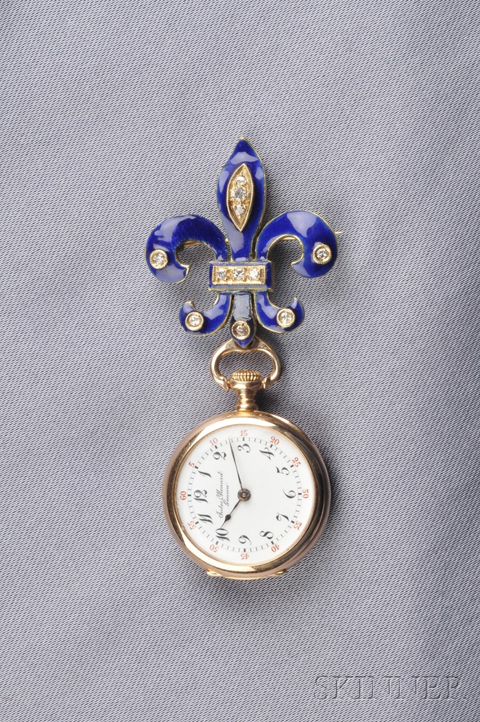 Appraisal: Antique kt Gold Open Face Pendant Watch Jules Monard Geneva