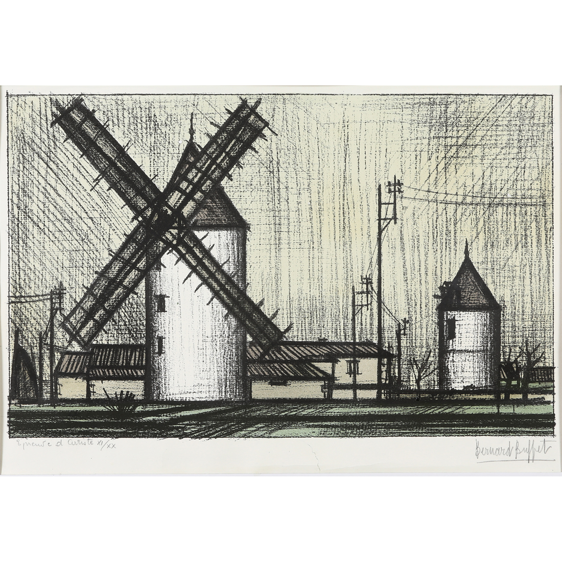 Appraisal: PRINT BERNARD BUFFET Bernard Buffet French - Les Moulins Windmills