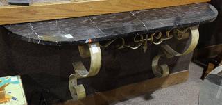 Appraisal: French Art Deco patinated metal console table French Art Deco