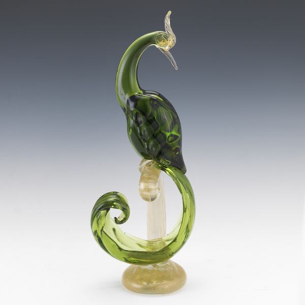 Appraisal: MURANO GLASS PERIDOT COLOR BIRD OF PARADISE SCULPTURE x x