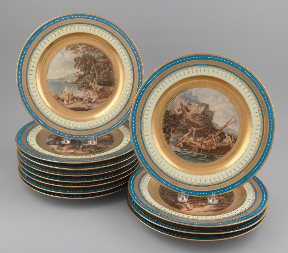 Appraisal: SET OF TWELVE ROYAL VIENNA PORCELAIN PLATES Late th Century