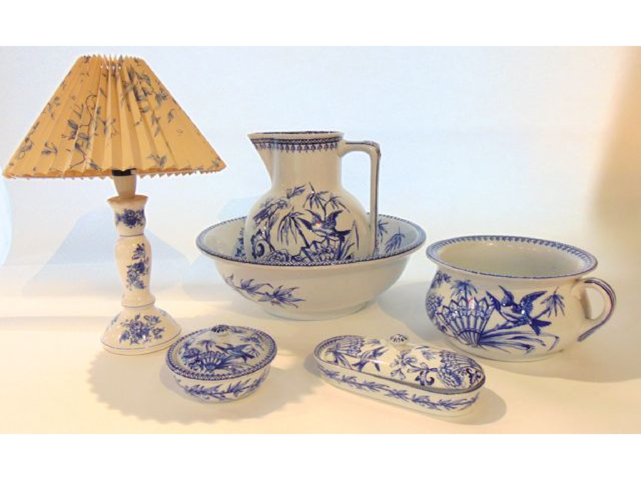 Appraisal: A collection of th century toilet wares with blue and