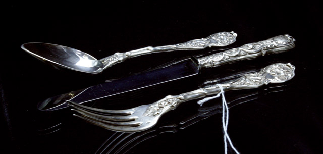 Appraisal: Three pieces of French silver cutlery boxed